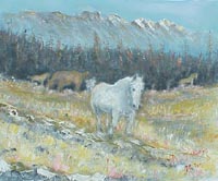 Horse painting - Grazing - acylic on canvas